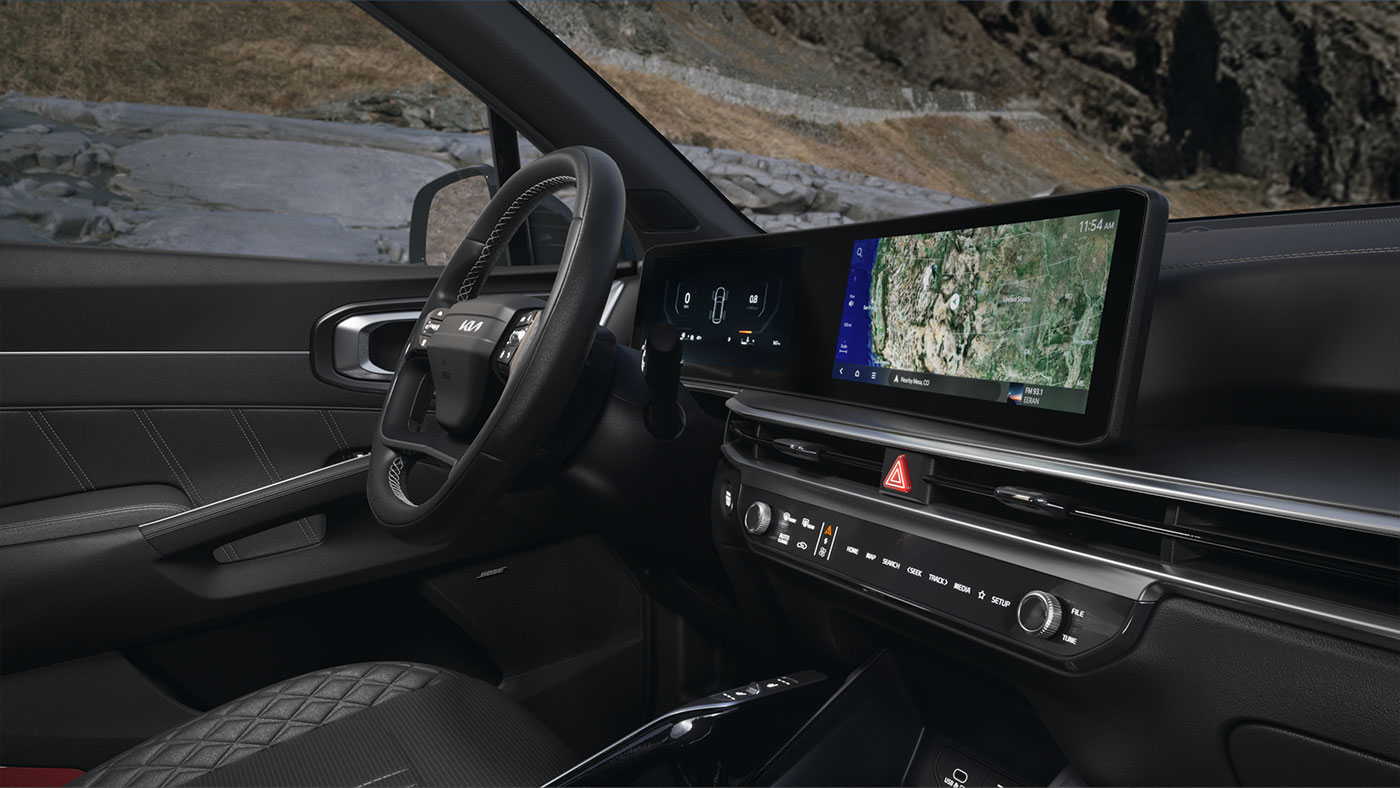 2026 Kia Sorento PHEV steering wheel and multimedia screen
