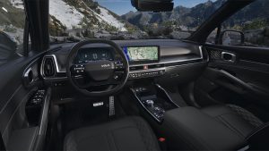 2026 Kia Sorento PHEV steering wheel and multimedia screen